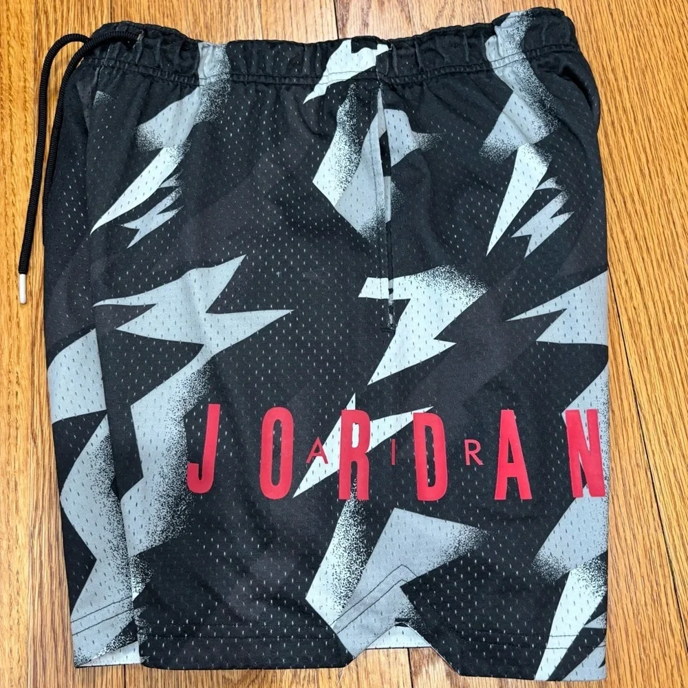 Nike Jordan Mens S Jumpman Air Tribal Printed Black Gray Pull On Mesh Shorts